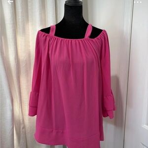 Neiman Marcus Hot Pink Off-Shoulder Tunic with Straps